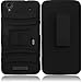 HRWIRELESS(TM) for ZTE Max N9520 Max + N9521 Cover Case (Sidestand Holster Black/Black) Armor Heavy Duty Hybrid Premium Quality Cover