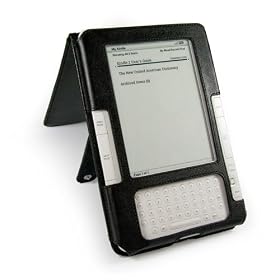 Tuff-Luv Napa Leather case cover for Amazon Kindle 2 (6" 2nd Generation) - Black (Flip style + stand)