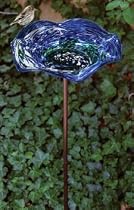 Echo Valley Illuminarie Blue Swirl Birdbath on KD Stake