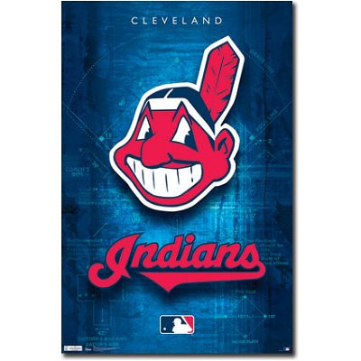 Professionally Framed Cleveland Indians Logo 2011 Sports Poster Print - 22x34 with RichAndFramous Black Wood Frame
