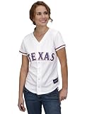 MLB Women's Texas Rangers Ian Kinsler White Home Short Sleeve 5 Button Synthetic Replica Baseball Jersey by Majestic
