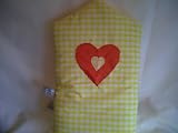 Shabby Chic Yellow Gingham & Red Heart 8 Cup Cafetiere Cosy