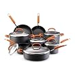 Rachael Ray Hard Anodized 14-Piece Nonstick Cookware Set, Orange