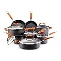 Rachael Ray Hard Anodized Nonstick 14-Piece Cookware Set, Orange