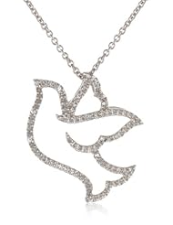 Silver and Diamond Dove Pendant Necklace (1/20 cttw, I-J Color, I3 Clarity), 18"