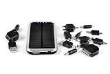 ATC solar battery charger Ladegerät mit 2000mAh, Akku, Batterie, Ersatzakku, Zusatzakku charger kompatibel mit NOKIA, SAMSUNG, MOTOROLA, SONY-ERICSSON, iPhone, iPod, PDA, PSP,MP3-Player,MP4-Player, usw.- mehrere Adapter schwarz