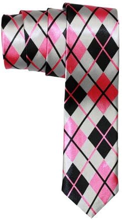 Outer Rebel White, Pink & Black Argyle Tie