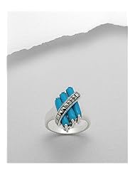 Turquoise (Sky Blue) Marcasite Ring In 92.5 Sterling Silver