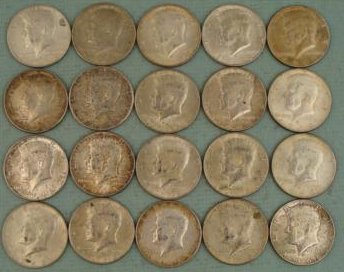 1 $10.00 roll of circulated pre 1964 silver half dollars-image