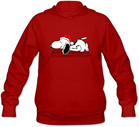 Women's Peanuts Snoopy Christmas Long Sleeves Hoodies Sweatshirt Red Size XL By Yisw