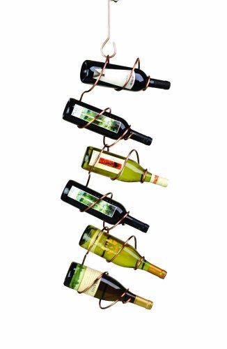Detail image Oenophilia 6-Bottle Climbing Tendril Hanging Wine Rack, Copper