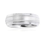 Men's Antique Style 14k White Gold Comfort Fit Wedding Band Ring