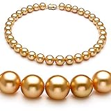 Gold 12-15mm AAA+ South Sea Pearl Necklace 18 inch