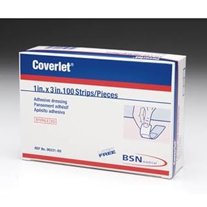 Coverlet Latex-Free Adhesive Dressings Strips - 1 inch X 3 Inches,100 / Box