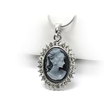 BlackCrystalFrameCameoPendantNecklace