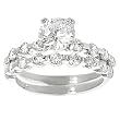 Silvertone Round-cut Cubic Zirconia Bridal Ring Set (Sizes 5 - 9 available)