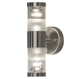 Konstsmide Bolzano 7595-000 Wandleuchte (B: 9cm T: 11,5cm H: 24,5cm, 2x35W, IP44) rostfreier Edelstahl