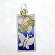 Double Butterfly Pendant in Sterling Silver with Gold Fill Flowers, #8773