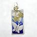 Sterling Silver and Blue Enamel Butterfly Pendant with Brass Flowers, #8773