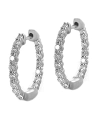 1.00 Ct 14Kw Gold Inside-Outside Diamond Hoop Earrings