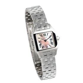 Cartier Ladies Santos Demoiselle Pink Mother of Pearl Watch #W25075Z5