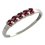 0.45 Ct Round Red Rhodolite Garnet 18k White Gold Ring