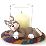 Alaskan Malamute Cozy Up Votive-Grey and White