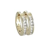 14K Yellow Gold 0.14 ct. Channel Set Diamond Hoop Earrings