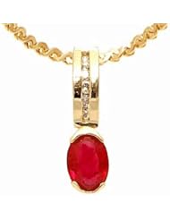 14K Yellow Gold Ruby and Diamond Pendant -- LIFETIME WARRANTY