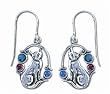 Solid Sterling Silver Color Crystal Cats Earrings