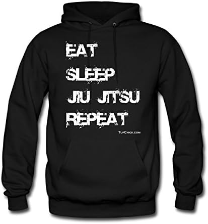 Tuf Chick Women's Eat Sleep Jiu Jitsu Repeat Hoodie S Black (Front Print)
