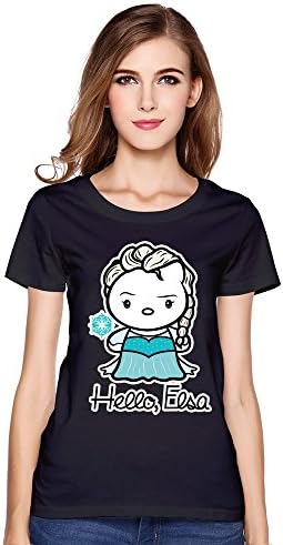Women's Tshirt-Cool Hello, Elsa T-shirt Size XXL Black
