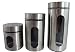 Imperial Home MW1240 Stainless Steel Glass 3 Pieces Canister Set With Air Tight Lids