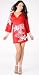 Sexy Tight Tiny Kimono Styled Mini Dress with Foil Print Graphic from Hot Fash Dresses - KIYOMI Red