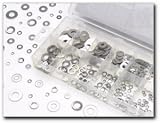 350-Piece Flat and Lock Washer Hardware Assortment - 14 Sizes/Styles