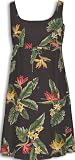 Empire Waist Drawstring Dress - Bird of Paradise Display Square Neck Hawaiian Aloha Slip-Over-The-Head Short Tank Dress - Regular and Plus Size