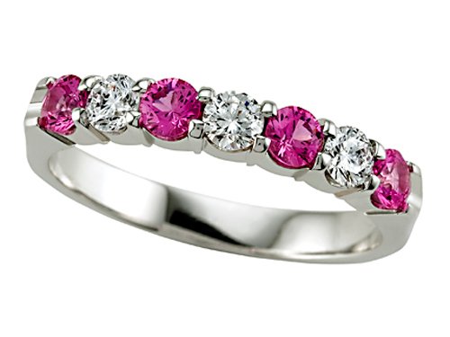 0.85 cts Diamond and Pink Sapphire Band - Platinum, 18kt White or Yellow Gold