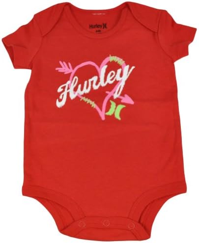 Hurley Infant Girls Snapsuit Baby Hearts Skateboard Bodysuit Creeper 6-9 Months