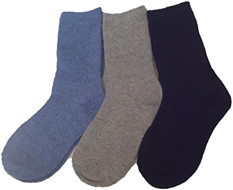 Chenggongfang 3 Pairs Pack Children Wool Socks Plain Color Size 0M-1Y (Blue, Gray, Navy)