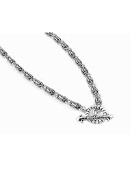 Twisted Blade Silver Small Oval Dagger Link Necklace 26 Inches