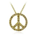 18K Gold over Sterling Silver .37ct TDW Genuine Champagne Diamond Peace Pendant 18K Gold over Sterling Silver .37ct TDW Genuine Champagne Diamond Peace Pendant