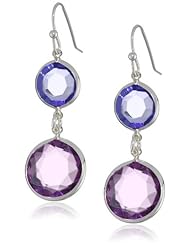 Nine West "Orb Opulance" Silver-Tone and Purple Double Drop Earrings