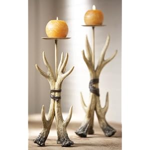 Pack of 6 Rustic Deer Antler Standing Votive Candle Holders