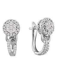 0.76 cttw 14k White Gold Flower Drop Earrings Diamond Flower Drop Earrings (Real Diamonds: 3/4 cttw)