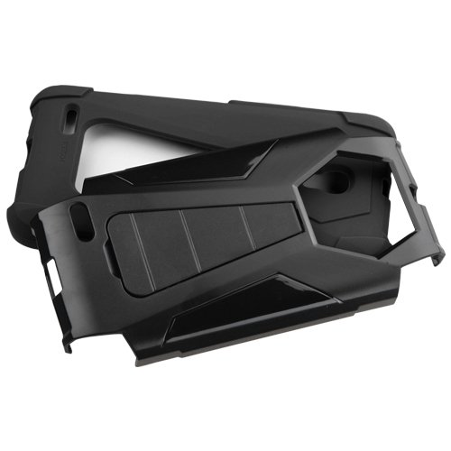 Dual Armor Holster Combo Stand Cover Phone Case for Alcatel Pop Icon 2 LTE A846L + FREE PRIMO DESIGN CARTOON FOLDABLE TOTE BAG (BLACK / BLACK (PYRAMID DESIGN))