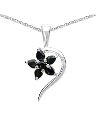 1.10 Carat Genuine Blue Sapphire Sterling Silver Pendant Necklace. 18"