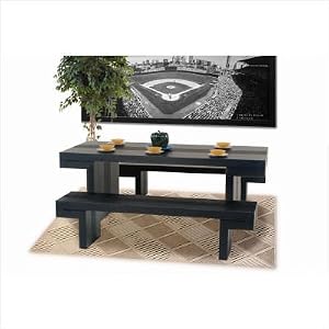 Diamond Sofa 84-Inch Rectangle Dining Table and Two Dining Benches with Hand Carved Detail by