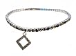 Anklet - A37 - Swarovski Crystal - Stretch ~ Black and Brown with Diamond-Shaped Charm