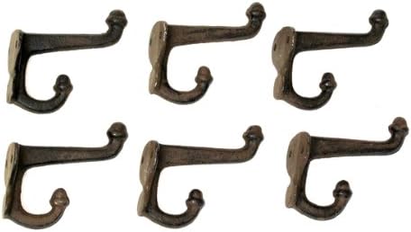 Cast Iron Double Acorn Hook Rust set/6