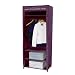 Stoffkleiderschrank lila mit 3 Ablageregalen und Kleiderstange